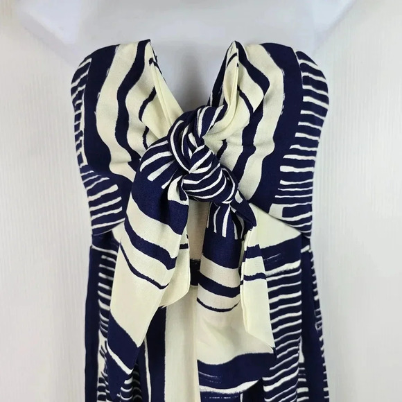 NWT Lulus Delphi Blue and White Striped Tie-Front Strapless Jumpsuit Size Small - Picture 8 of 14